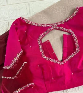 Luxury Pink Net Minimal Embroidery Maggam Blouse Modern Yet Traditional