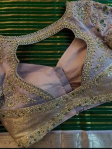 Pastel Peach Zardosi Maggam Work Blouse Perfect for Weddings