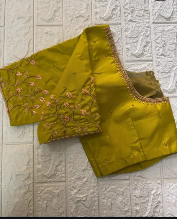 Timeless Wedding Style Mehendi Green Designer Maggam Work Blouse