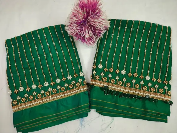 Affordable Blue Designer Aari Work Blouse with Elegant Bead Lines