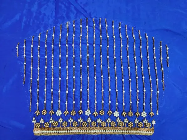 Affordable Blue Designer Aari Work Blouse with Elegant Bead Lines
