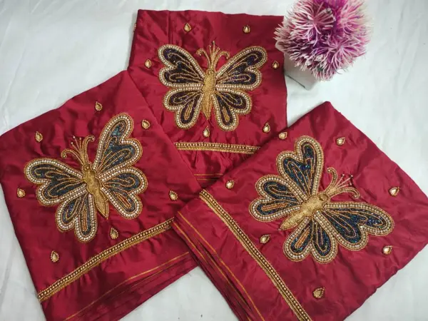 Budget-Friendly Maggam Work Blouse with Stunning Gold Butterfly Buti Design
