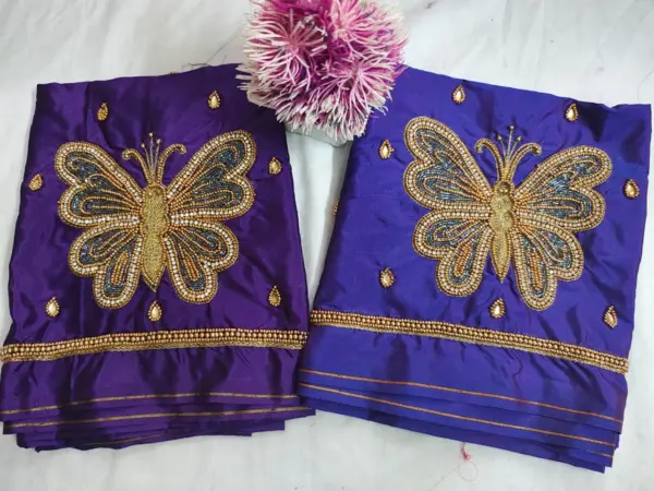 Budget-Friendly Maggam Work Blouse with Stunning Gold Butterfly Buti Design