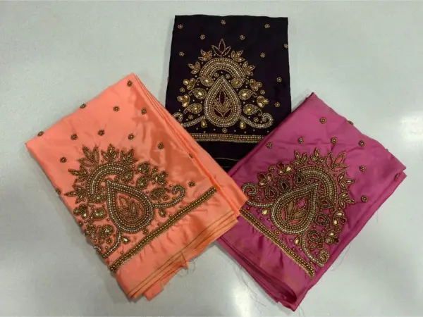 Buy Online Badam Design Pink Colour Aariwork Blouse at Best Prices Premium Quality & Custom Fit
