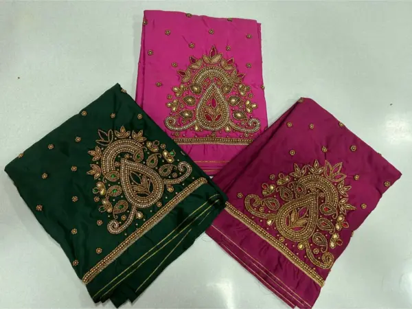 Buy Online Badam Design Pink Colour Aariwork Blouse at Best Prices Premium Quality & Custom Fit