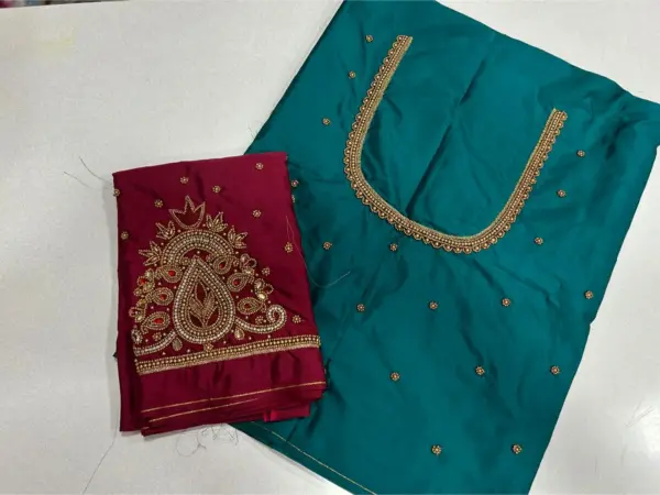 Buy Online Badam Design Pink Colour Aariwork Blouse at Best Prices Premium Quality & Custom Fit