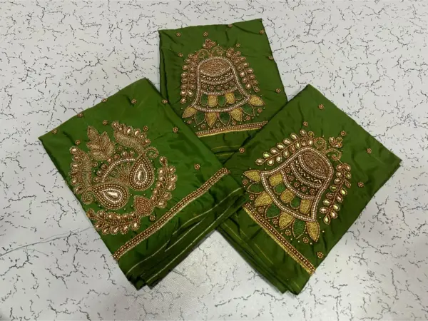 Buy Online Budget Mehndi Green Latest Maggam Work Blouse Under ₹500 Exclusive Style
