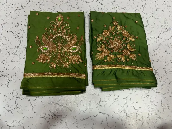 Buy Online Budget Mehndi Green Latest Maggam Work Blouse Under ₹500 Exclusive Style