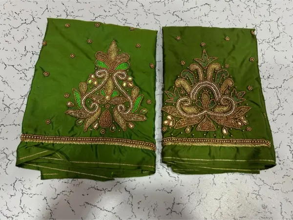 Buy Online Budget Mehndi Green Latest Maggam Work Blouse Under ₹500 Exclusive Style