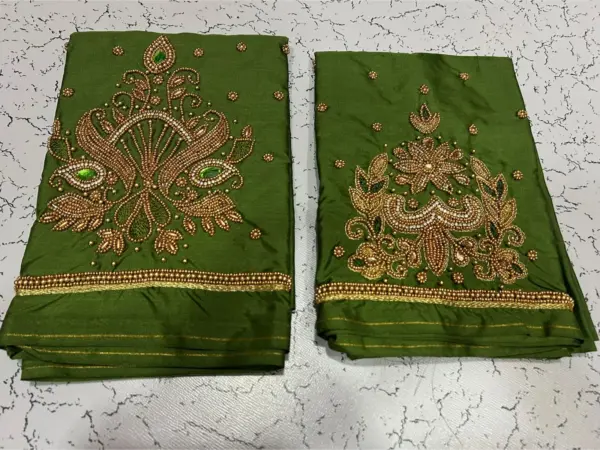 Buy Online Budget Mehndi Green Latest Maggam Work Blouse Under ₹500 Exclusive Style