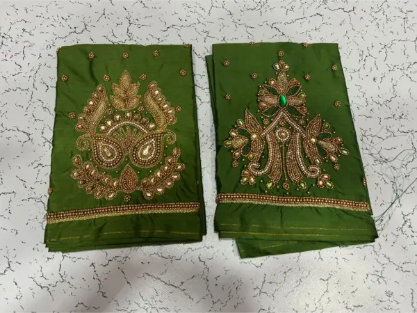 Buy Online Budget Mehndi Green Latest Maggam Work Blouse Under ₹500 Exclusive Style