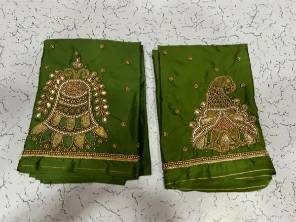 Buy Online Budget Mehndi Green Latest Maggam Work Blouse Under ₹500 Exclusive Style