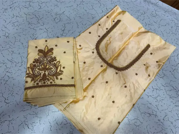 Buy Online Cream Maggam Work Budget Blouse Under 500 Premium Look, Low Price