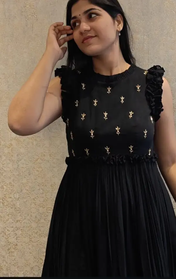 Buy Online Customized Black Maggam Work Party Frock Designer Wear Under ₹5k
