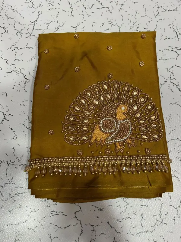 Buy Online Latest Gold Peacock Maggam Work Blouse Under 800 Budget-Friendly Designer Wear