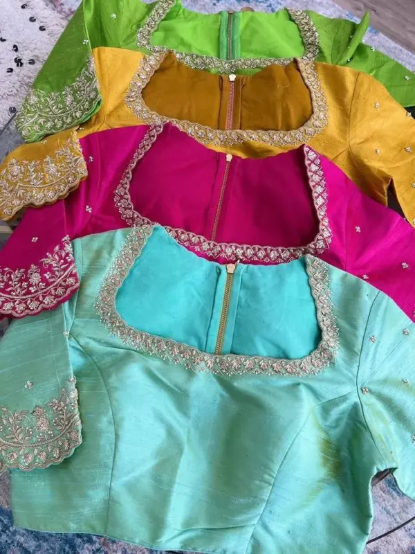 Buy Online Latest Maggam Work Raw Silk Blouses Under 3500 Ready-to-Wear Designer Picks