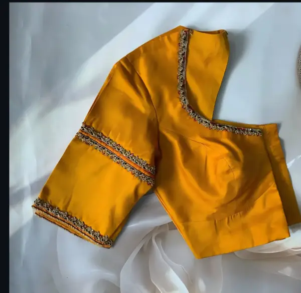 Buy Online Mustard Yellow Ready to Wear Maggam Work Designer Blouse New Trending Style Under 2500