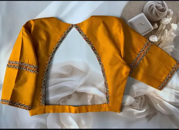 Buy Online Mustard Yellow Ready to Wear Maggam Work Designer Blouse New Trending Style Under 2500
