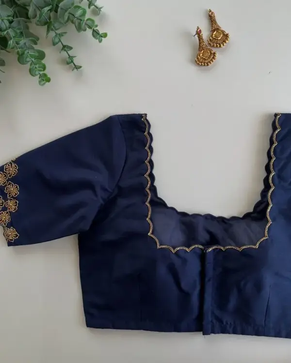 Buy Online Navy Blue Designer Maggam Work Blouse Latest Trending Ready-to-Wear Under 2000