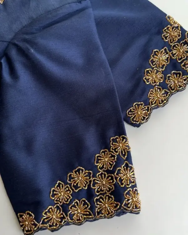 Buy Online Navy Blue Designer Maggam Work Blouse Latest Trending Ready-to-Wear Under 2000