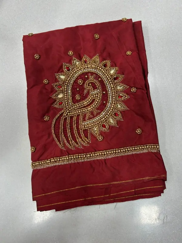 Buy Online Peacock Design Maggam Work Blouse in Maroon Under 600 Affordable Ethnic Style