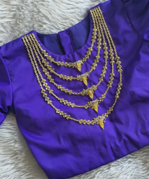 Buy Online Purple Necklace Design Maggam Work Blouse Party Wear Elegance Under 4K
