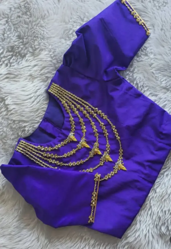 Buy Online Purple Necklace Design Maggam Work Blouse Party Wear Elegance Under 4K