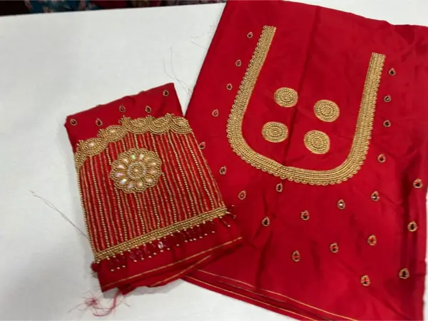 Buy Online Red Lines Maggam Work Blouse Best Budget Bridal Party Wear Under ₹2000