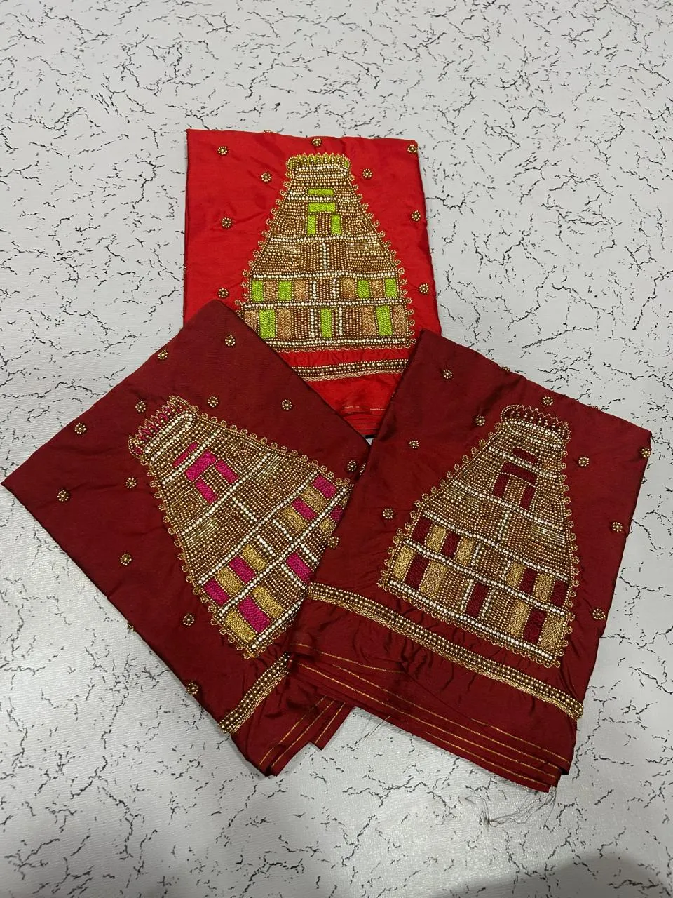 Buy Online Temple Design Aari Work Bridal Blouses Custom Colors & Sizes Available