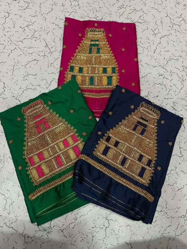Buy Online Temple Design Aari Work Bridal Blouses Custom Colors & Sizes Available