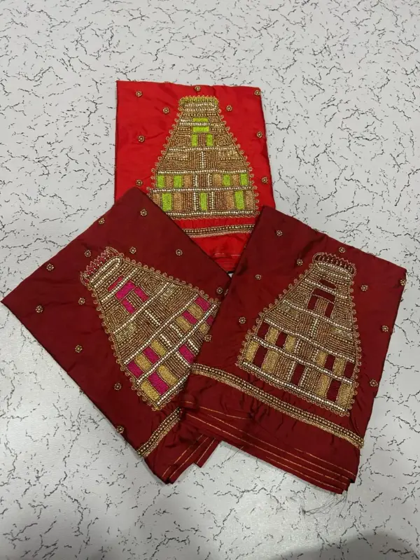 Buy Online Temple Design Aari Work Bridal Blouses Custom Colors & Sizes Available