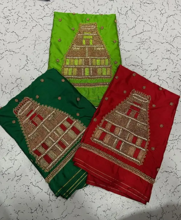 Buy Online Temple Design Aari Work Bridal Blouses Custom Colors & Sizes Available