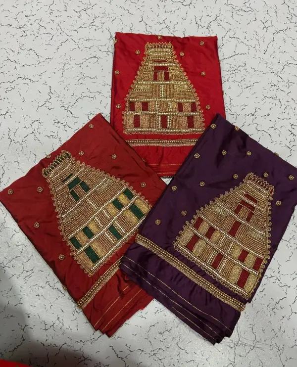 Buy Online Temple Design Aari Work Bridal Blouses Custom Colors & Sizes Available