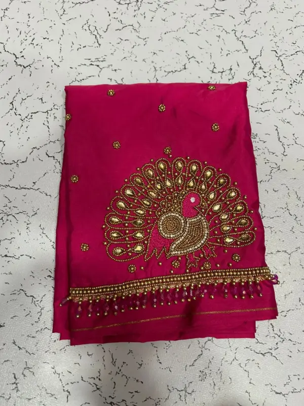 Buy Online Trendy Blue Peacock Maggam Work Blouse Under ₹800 Best Budget Collection