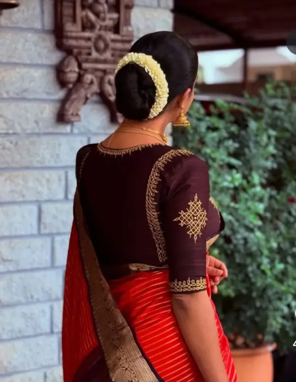 Elegant Coffee Brown Heavy Maggam Work Blouse for Bridesmaids & Brides