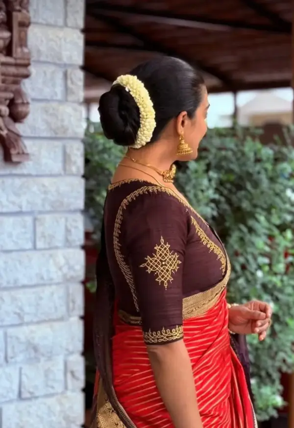 Elegant Coffee Brown Heavy Maggam Work Blouse for Bridesmaids & Brides