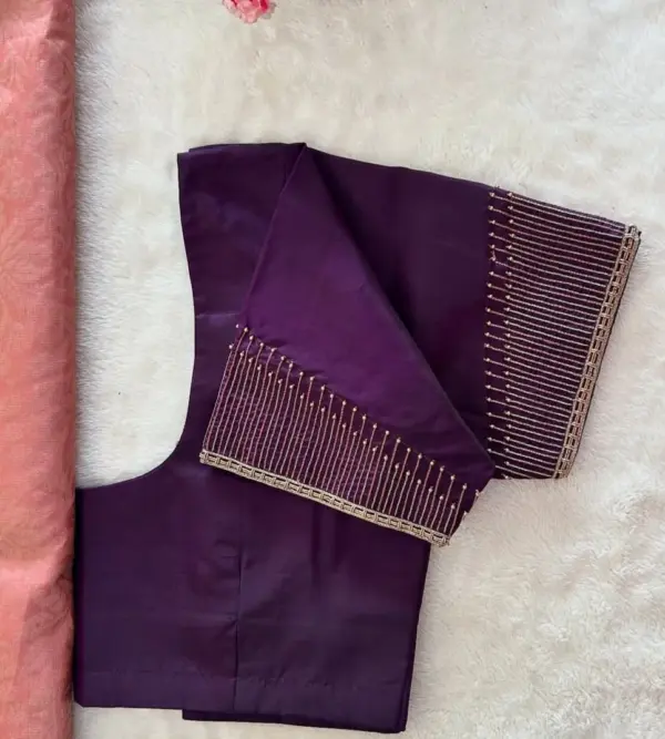 Elegant Wine-Coloured Wedding Maggam Work Blouse Simple & BudgetFriendly Design