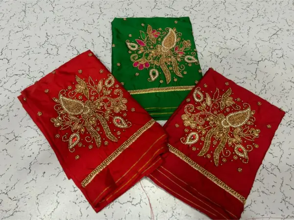 Exclusive Maroon Designer Kundan Beads Aari Blouse Stylish & Affordable