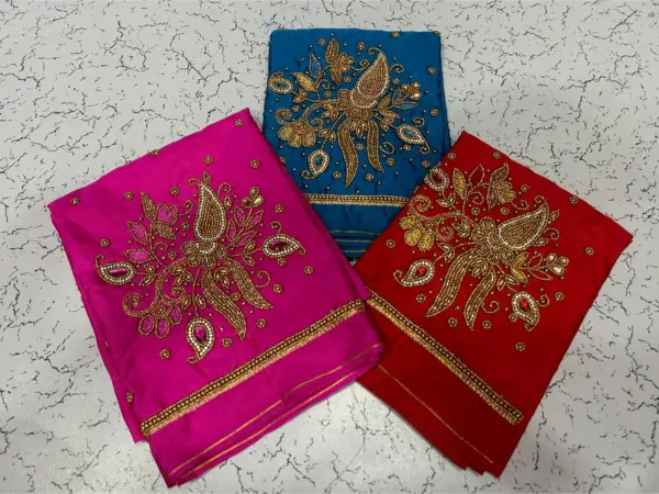 Exclusive Maroon Designer Kundan Beads Aari Blouse Stylish & Affordable