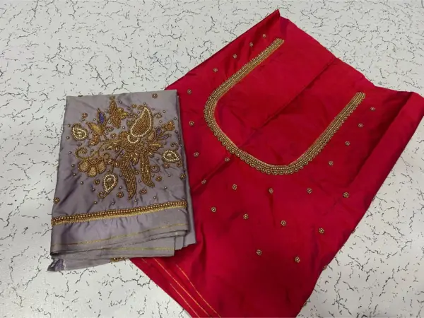 Exclusive Maroon Designer Kundan Beads Aari Blouse Stylish & Affordable