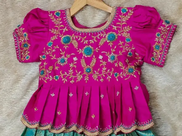 Exclusive Pink Baby Pattu Maggam Work Blouse Glamorous Wedding Outfit