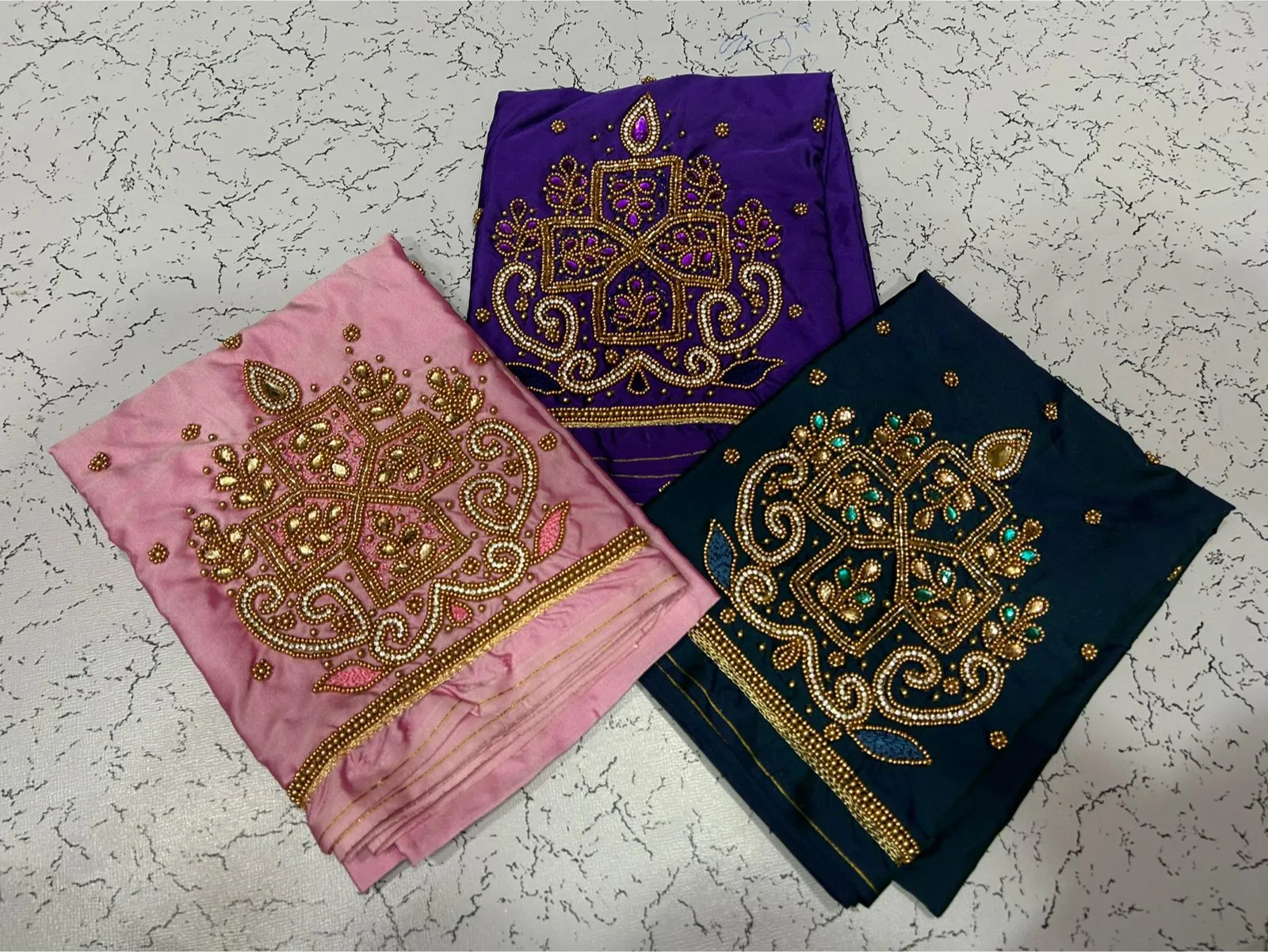 Exclusive Red Aari Work Blouse with Kundan Beads Perfect Offer