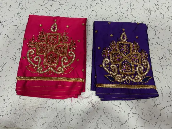 Exclusive Red Aari Work Blouse with Kundan Beads Perfect Offer