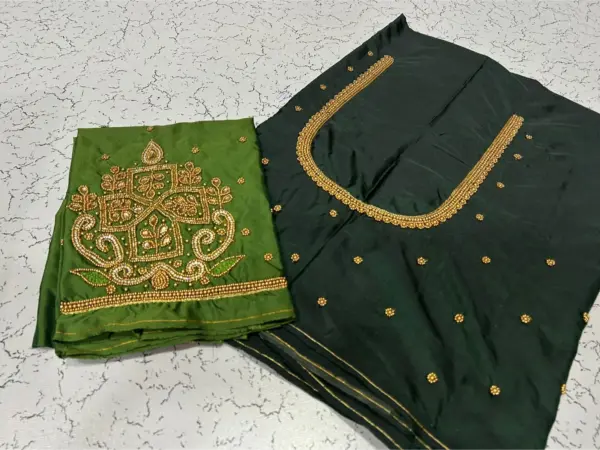 Exclusive Red Aari Work Blouse with Kundan Beads Perfect Offer