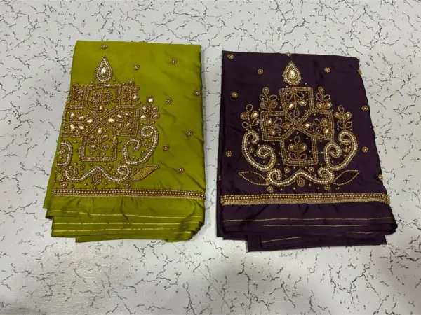 Exclusive Red Aari Work Blouse with Kundan Beads Perfect Offer