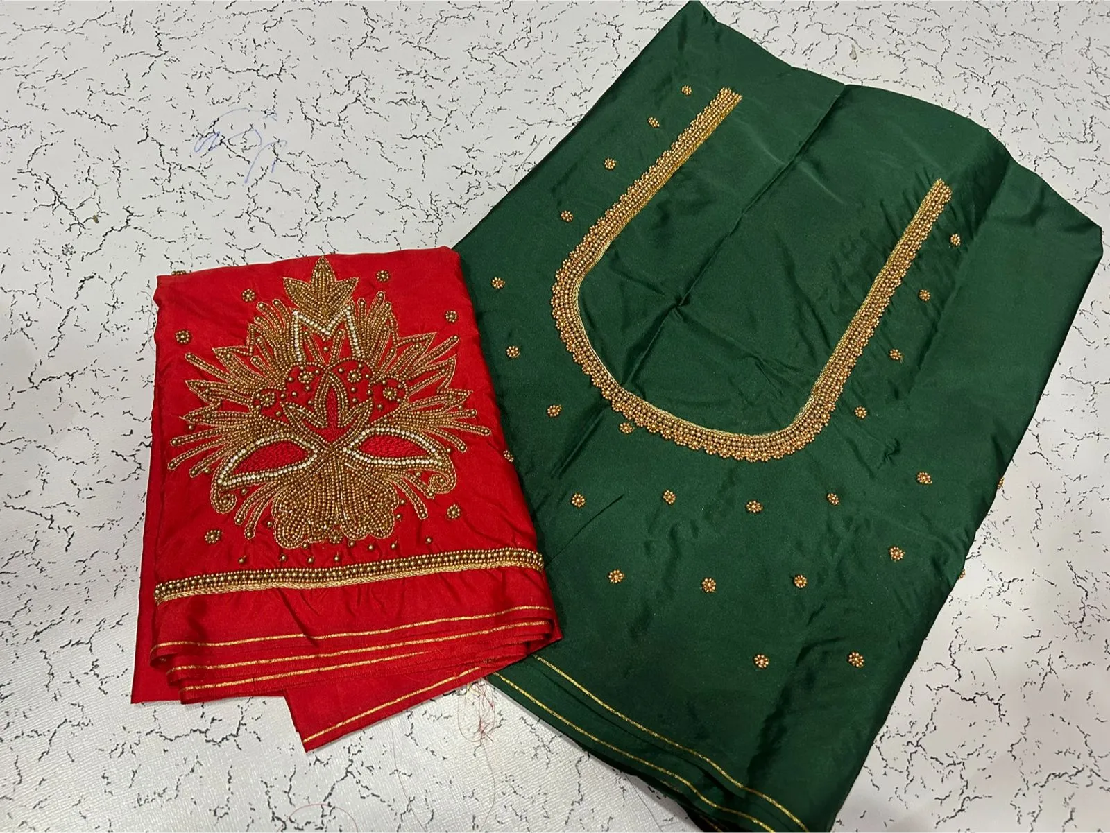 Exquisite Green Flower Design Aari Blouse Affordable & Trendy