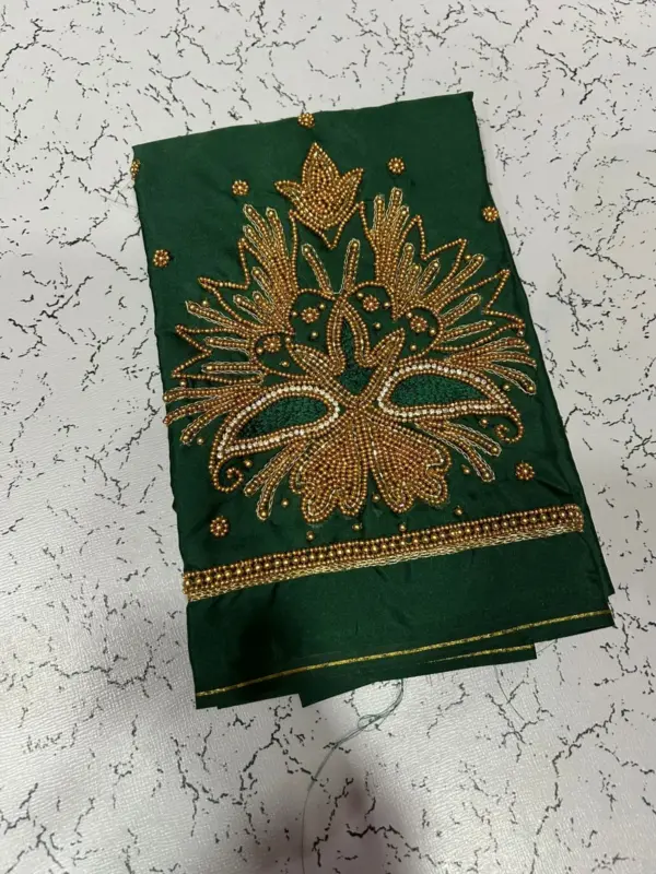 Exquisite Green Flower Design Aari Blouse Affordable & Trendy