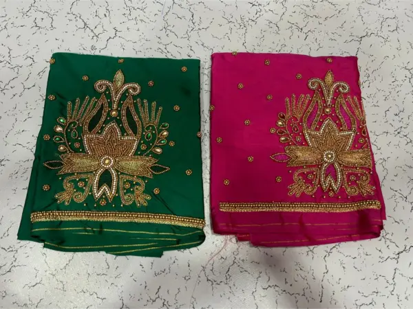 Exquisite Green Flower Design Aari Blouse Affordable & Trendy