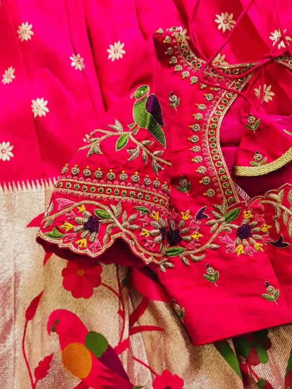 Grand Zardosi Red Bridal Maggam Blouse Designer Wedding Collection