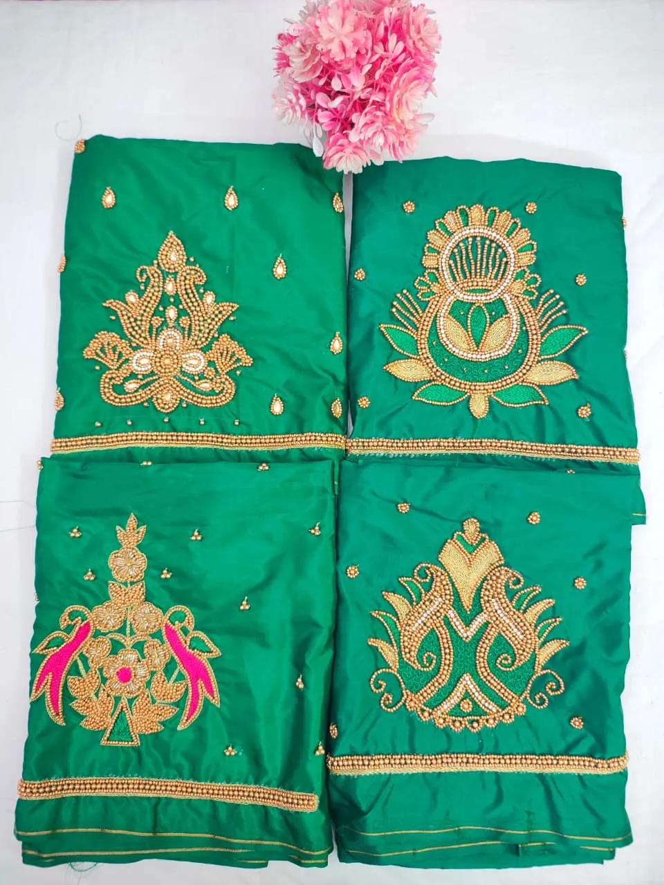 Green Maggam Work Blouse Under ₹600 Elegant Budget Blouse in Custom Sizes